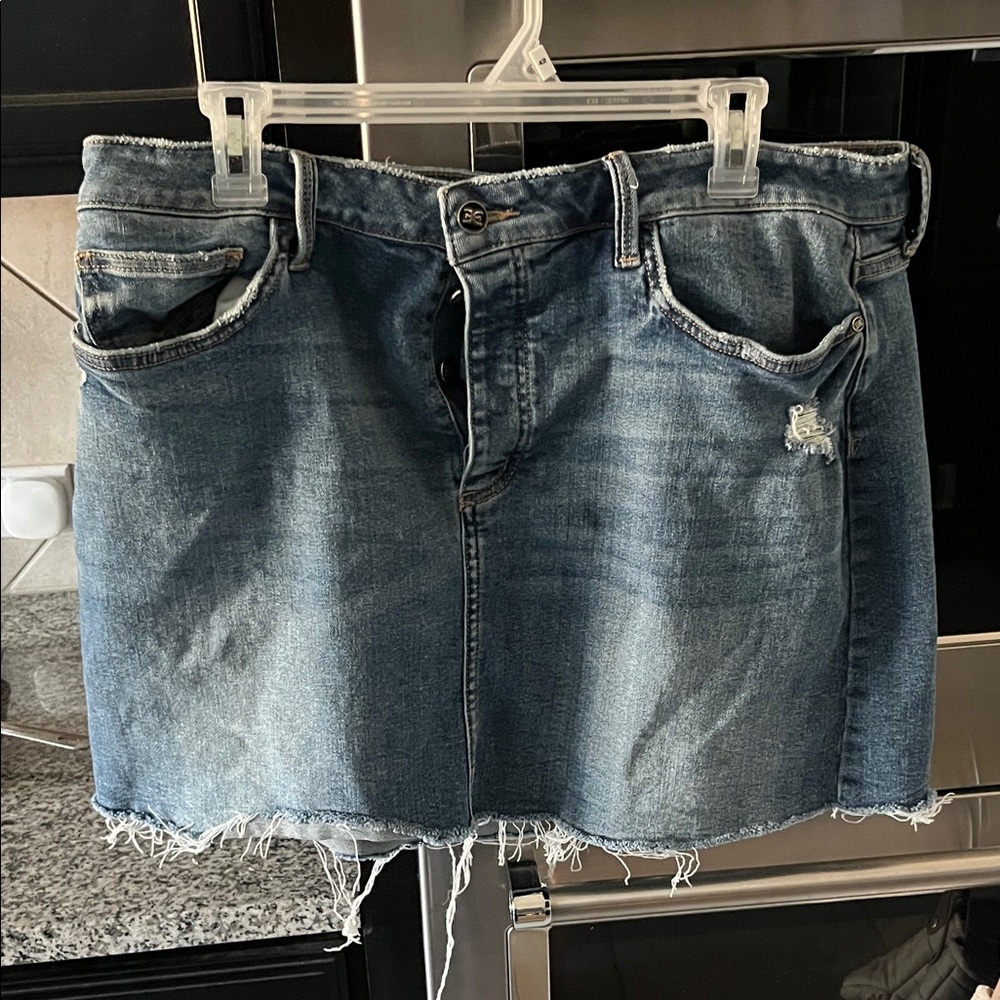 Sam Edelman Frayed Hem Blue Mini Skirt